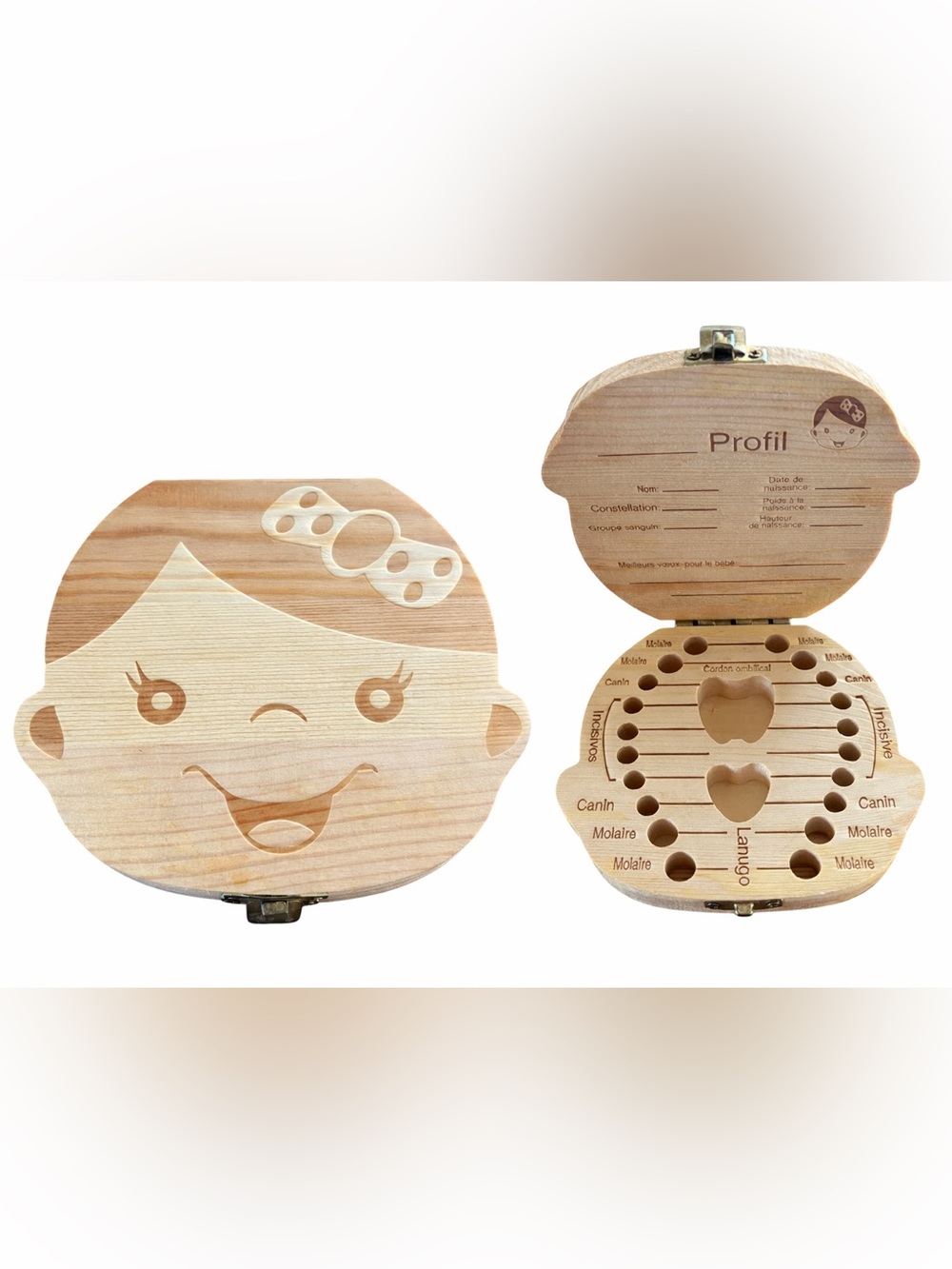 5/$15 Hand-carved Wooden Baby Keepsakes Box